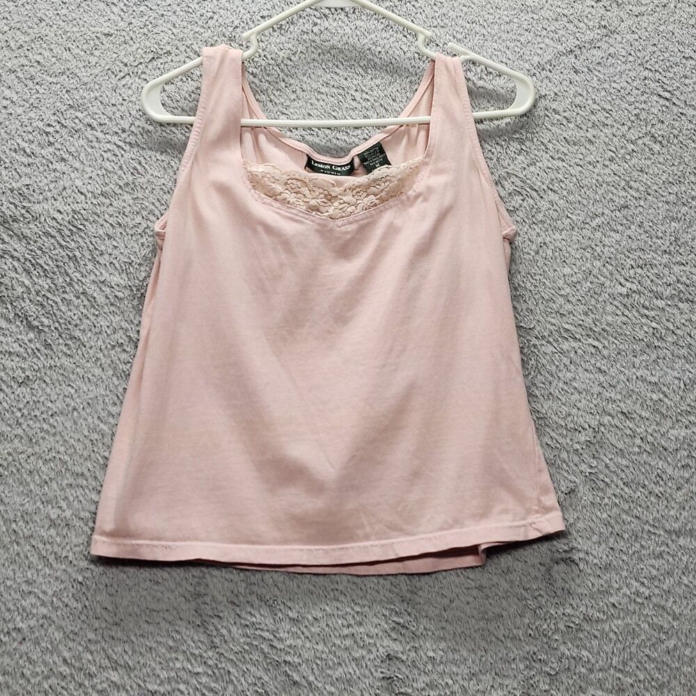 Lemon Grass Light Pink Tank Top Women's Medium 100% Cotton Ribbed Knit Basic M - Picture 7 of 7
